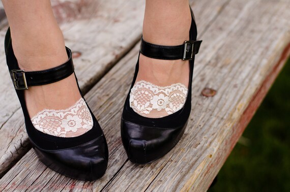 Lace socks, lacey socks for heels and flats white lace and black lace available