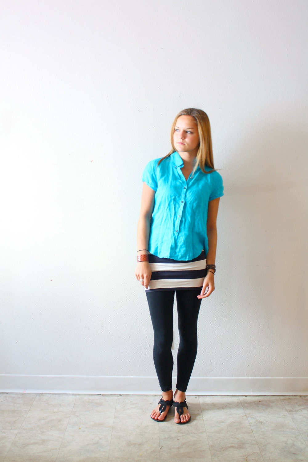 50% OFF Vintage blue turquoise collared shirt