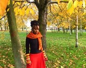 Tangerine Dream - OOAK Bohemian ruched draped skirt
