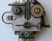 Recycled Art Assemblage  -  "The Girl with the Spaceship Hat"  -  Original Mixed Media