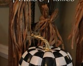 Black and White Check Pumpkin - Hand Painted - Fall-Halloween Decoration-Centerpiece-"MADE TO ORDER" (Listing for  One Pumpkin) 7" x 9"