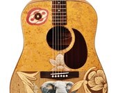 Acoustic Guitar - "Remember the Elephant" - Modified, Altered, Decorator, Playable Art Instrument
