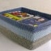 Rectangular felted wool basket - eco-friendly Organic giant bowl  - a statement piece - blue and grey - warming gift