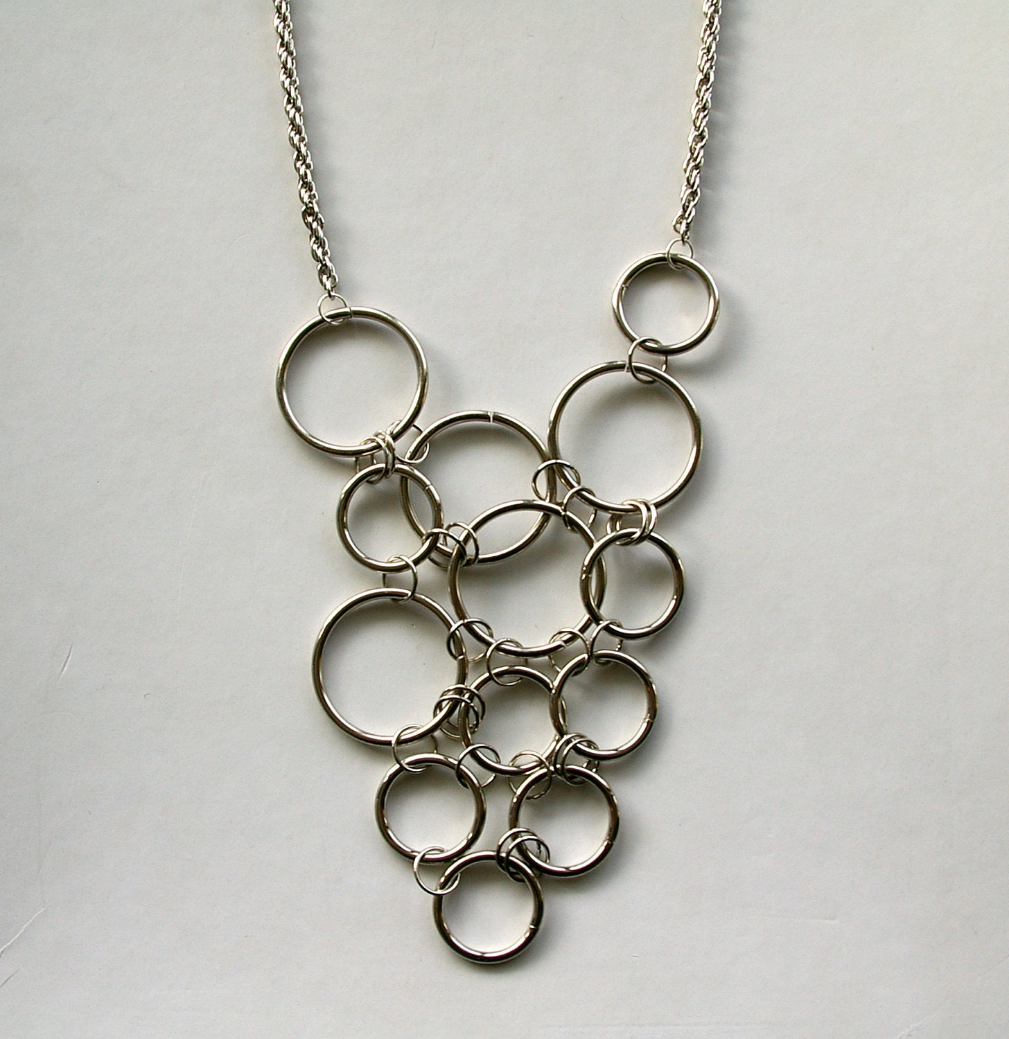 Multi-Hoop Silver Necklace