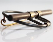 Large brooch pin - contemporary brass jewelry - brass and wood pin brooch.