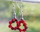 Sterling Silver Red Huayruro Seed Earrings