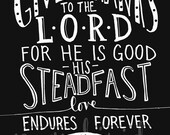 Give Thanks - Psalm 107:1 - Vintage Style Typography - 8x10 Illustrated Print by Mandipidy