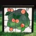 Stained Glass Panel - Peaches with Green Beveled Leaves