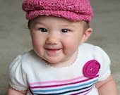 Baby girl drivers hat 1-6 month size --- scally cap, seamus, golfer hat -- great photo prop