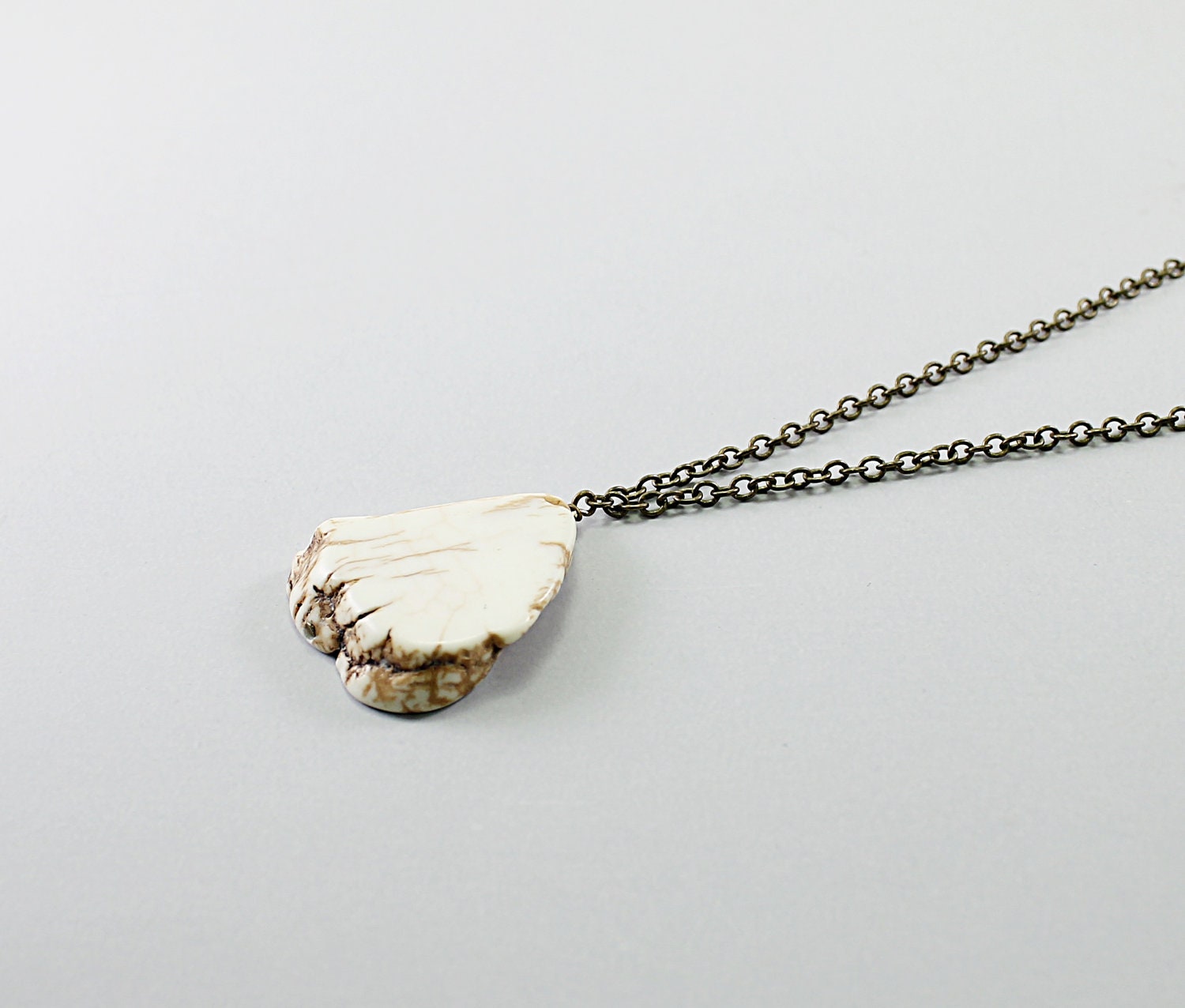 Mens necklace: white turquoise, stone jewelry for men earthy irregular pendant