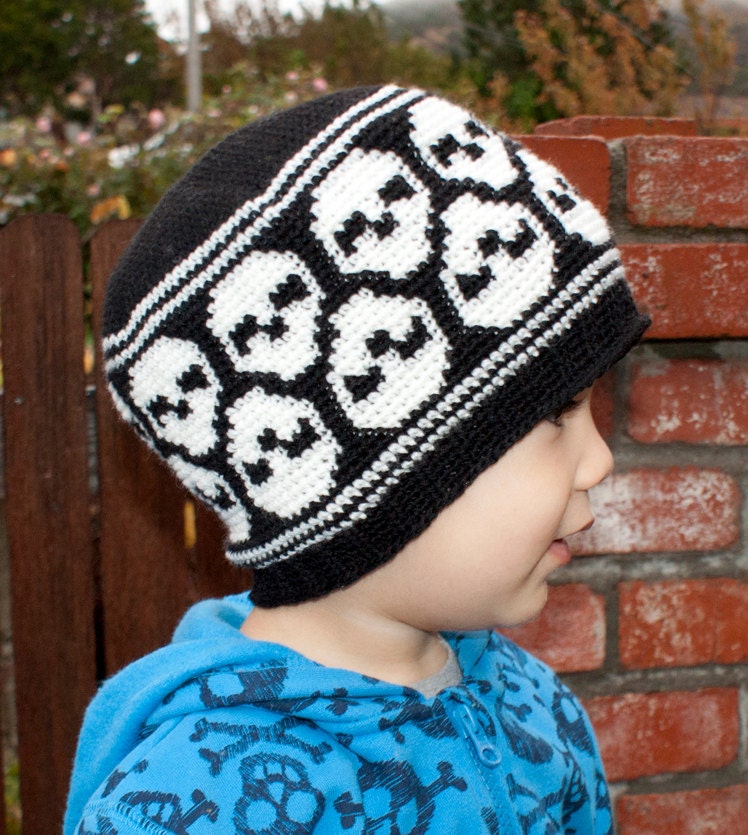 Crochet Pattern-- All Ages Super Skull Beanie --Crochet Pattern