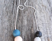 Orange gray necklace - soft matte colors- fall necklace- geometric round beads " Round and round"