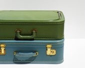 Mid-Century Small Blue Suitcase