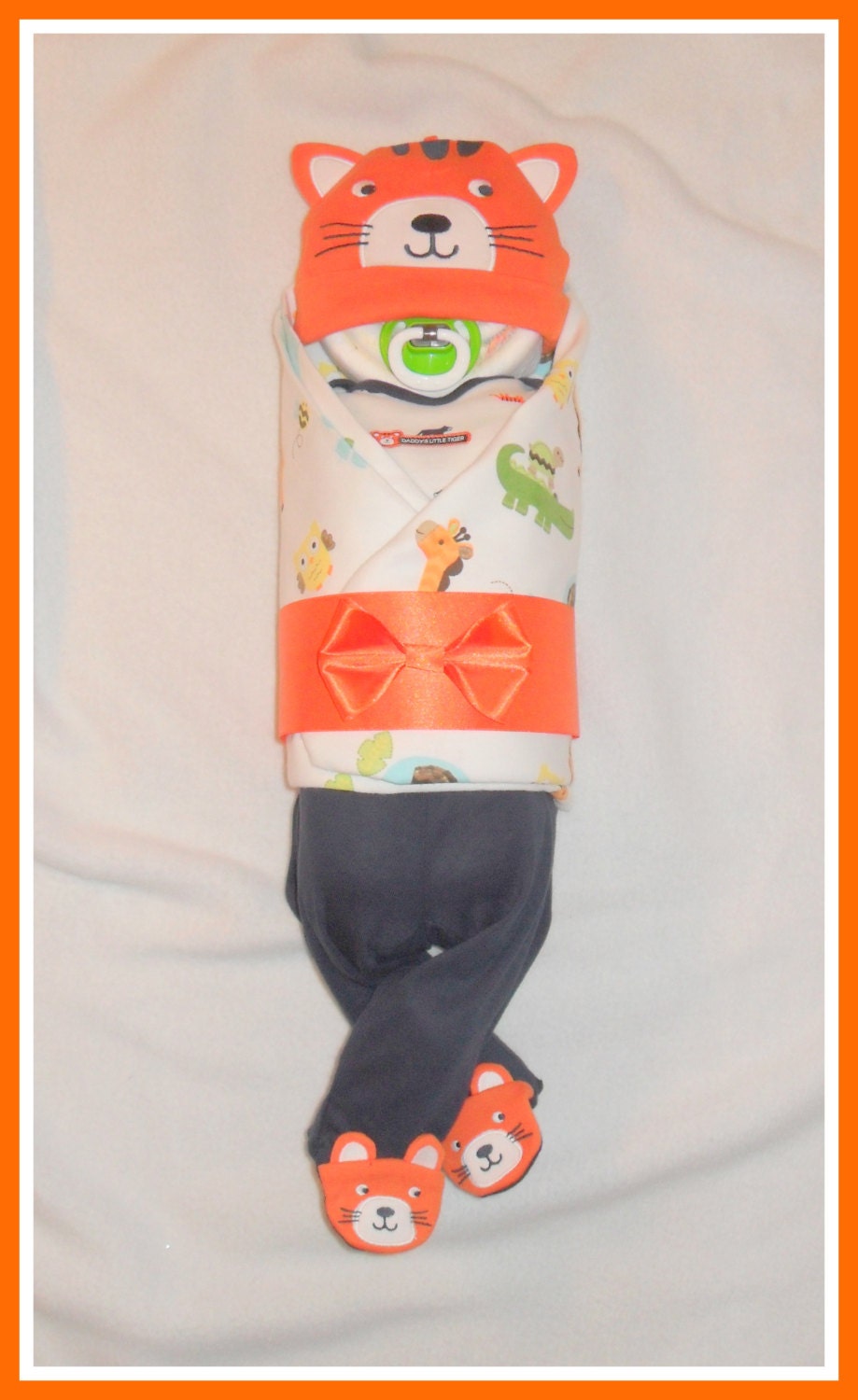 Adorable Baby Boy Orange Tiger Diaper Baby-Gorgeous Jungle Theme Centerpiece
