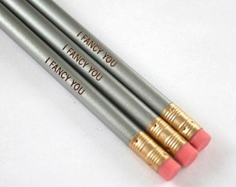 i fancy you pencil set 3 pencils in silver.  back to school supplies.