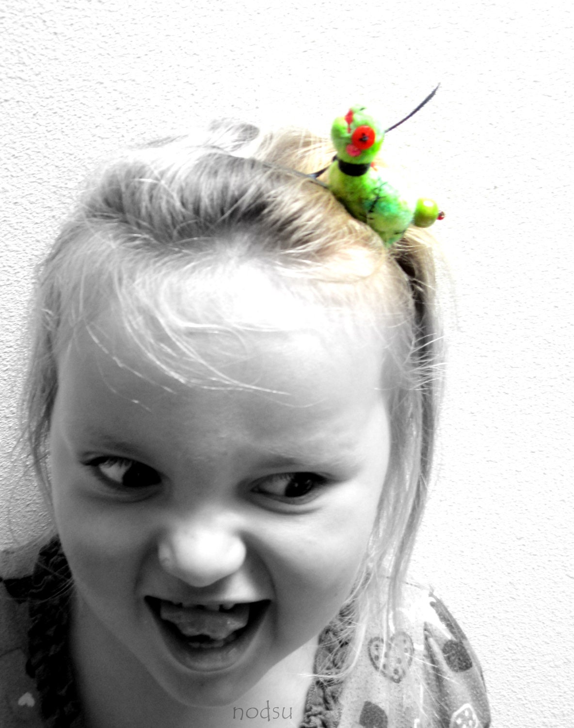 Green zombie alien turtle needle felted headband one of a kind adults and kids