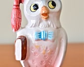 Wise Old Graduating Owl Figurine with Cap, Bow Tie, and Book: Great Graduation Present, Made in Japan