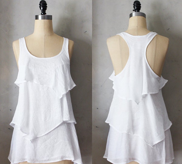FROST- Romantic white flowy tier blouse // tunic // tank top // racerback // engagement photos // bridal // wedding
