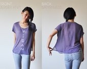 Vegan Clothing: Purple Split-Fabric Top (Size S / M / L)