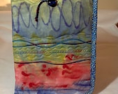 Padded Ipad or Tablet Sleeve, Hand Painted and Durable, Yellow and Blue