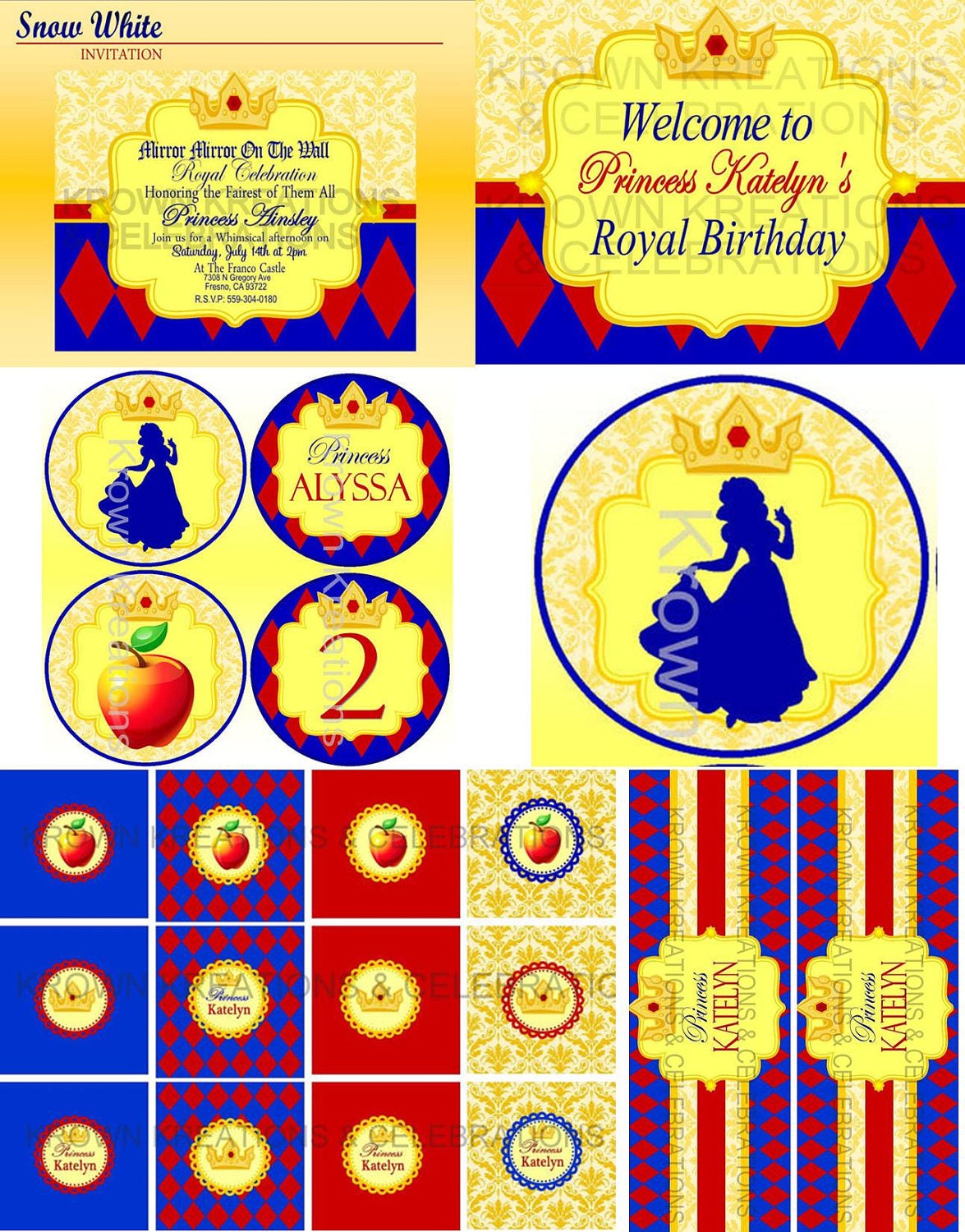 Snow White Inspired "The Fairest of  All" Comp. Collection - Girls Birthday - Princess Party - Bridal Shower - Woman or ladies party- Krown