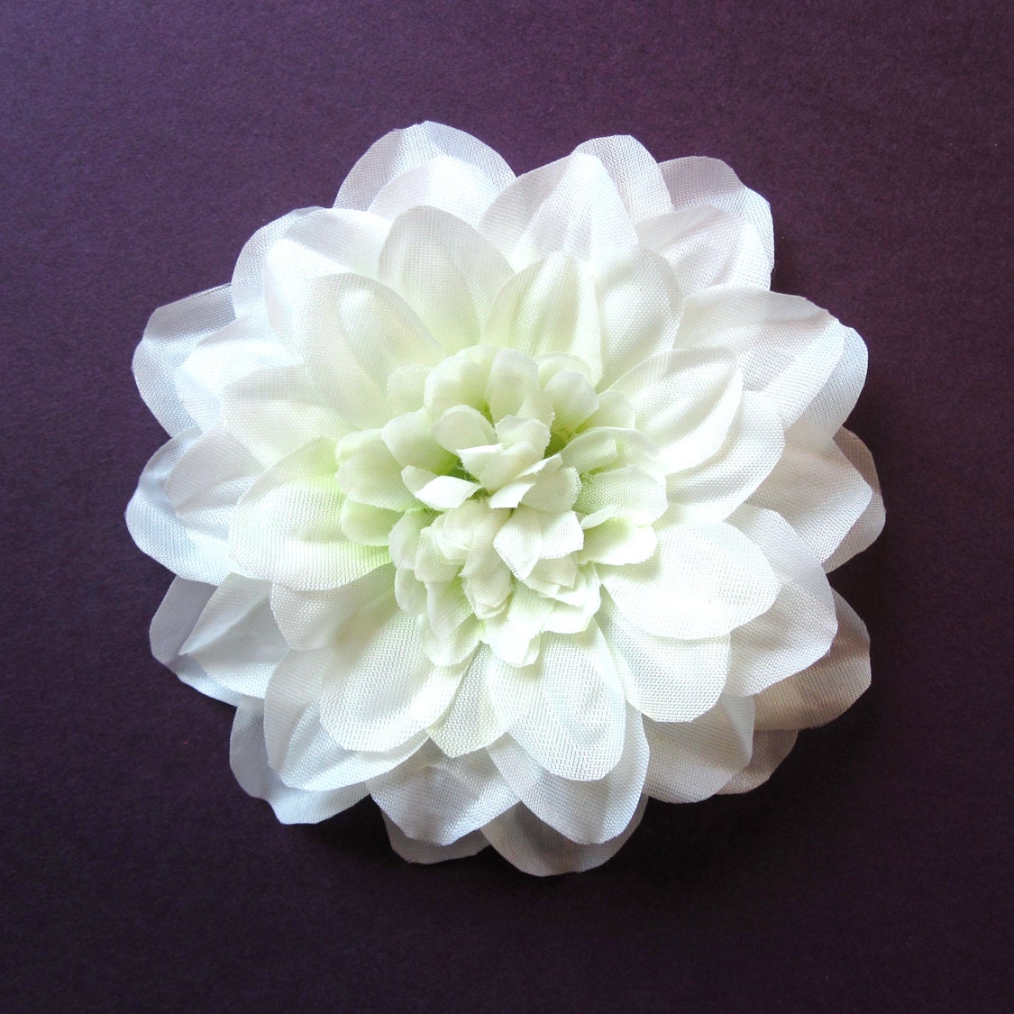 Fabric Flower Hair Accessory: Pin, Hair Clip, or Fascinator - Light Ivory Dahlia