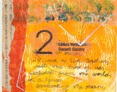 two of us, word art, original collage, orange, yellow, green  6 x 6