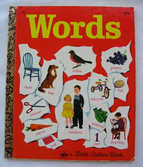 Reserved Annebeauchard  Words, Vintage Little Golden Book by Selma Lola Chambers, illustrated by Gertrude Elliott, 1973