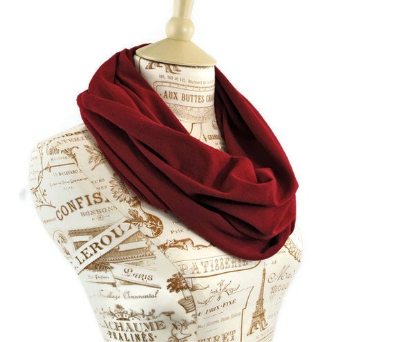 Infinity Scarf Burgundy Red Oxblood Wine Garnet