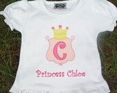 Personalized Long or Short Sleeve Princess T shirt sizes 6/12 m - 8 Y