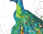 Peacock -  Home, Office, Den, Housewarming Gift - FREE SHIPPING - Original Fine  Art Watercolor  Painting by ebsq Artist Ricky Martin