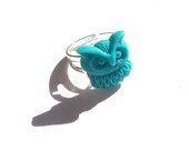 Owl Ring - Turquoise, Adjustable Ring