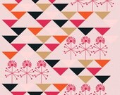 Nursery Art Print, Flowers Triangles Illustration, Modern & Abstract Art, Pink, Orange, Wedding, Anniversary Gift - My Garden