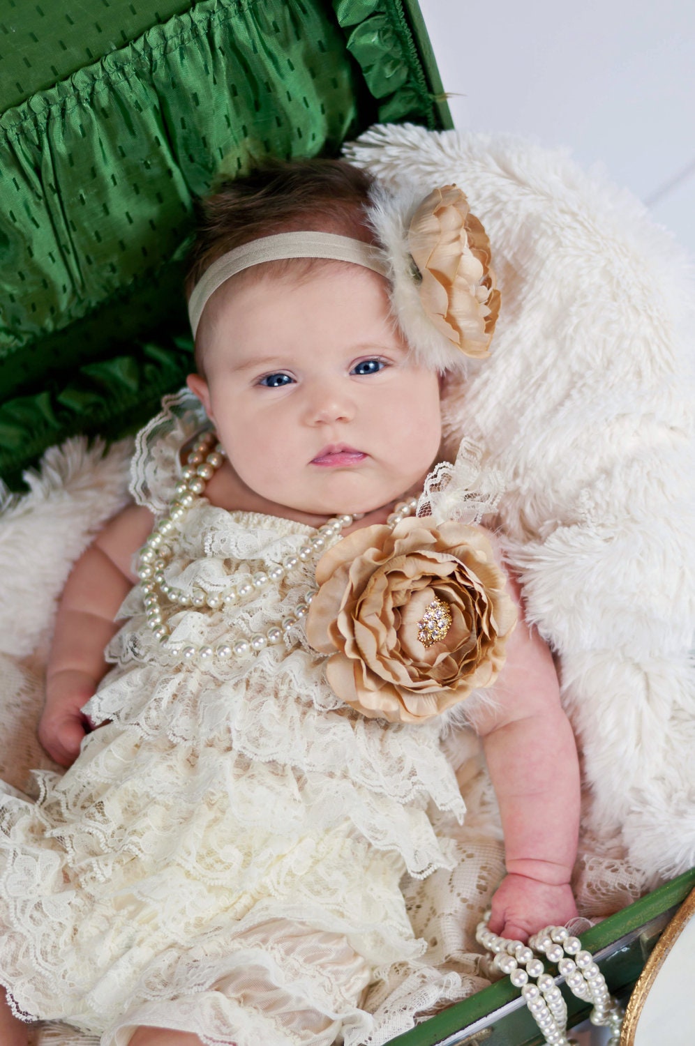 Custom Couture Ivory Lace Romper