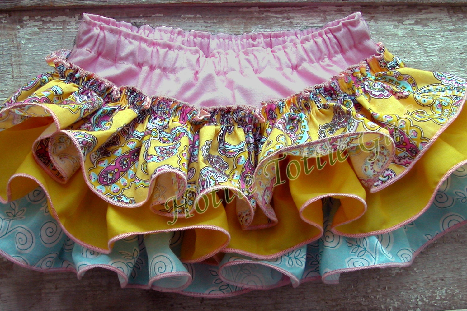 Ruffle Diaper Cover, Paisley Ruffle Bloomers in Pink, Yellow, Blue Sweet N Sassy Pants Baby Bloomer by Hottie Tottie Girl 6008 P30