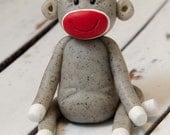 Sitting Sock Monkey, Polymer Clay by Creative Contours