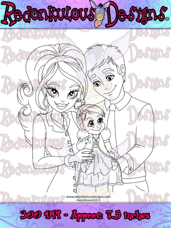 Digital Stamp - Baptismal / Christening Baby Girl  - Digital Image