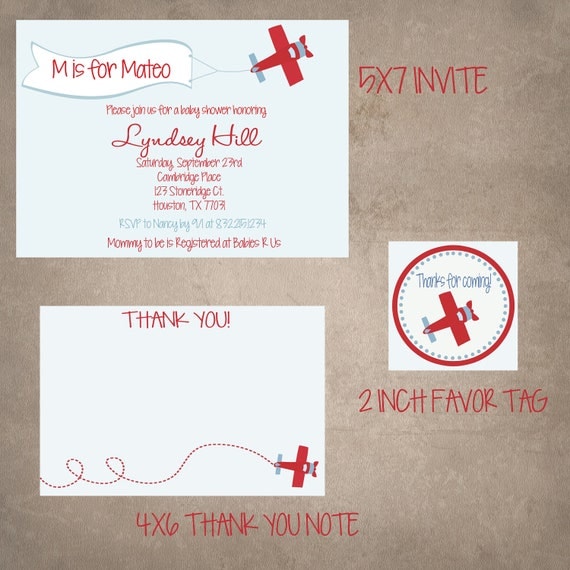 Red and Blue Airplane Party Package-Print your own Il_570xn