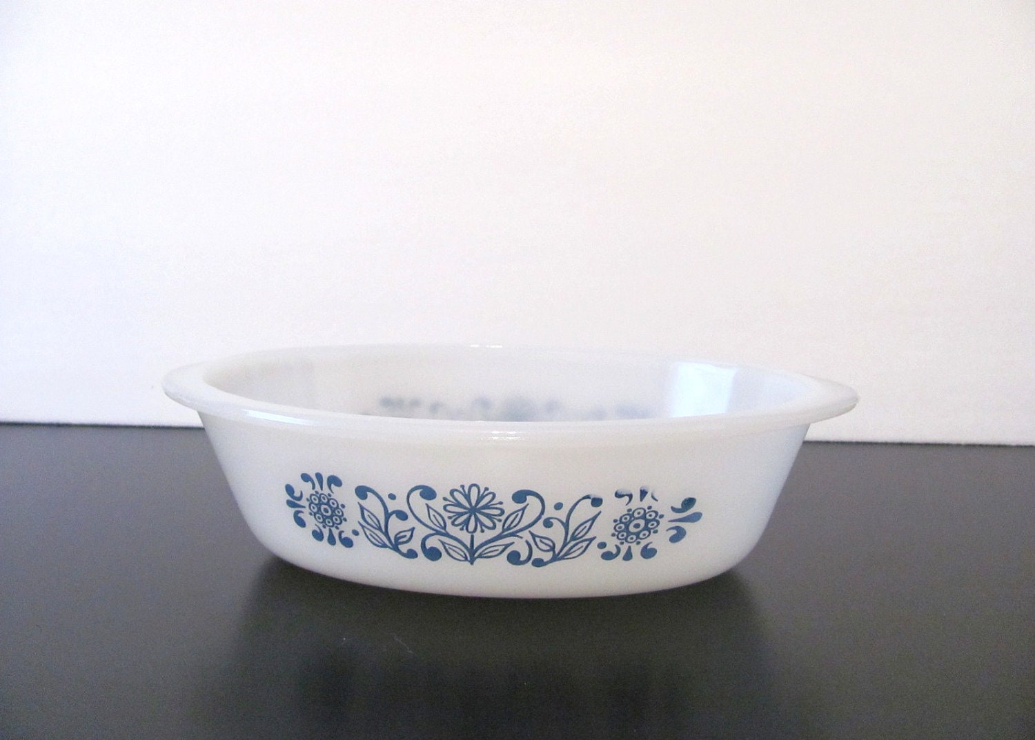 Glasbake Casserole Dish, Blue Floral
