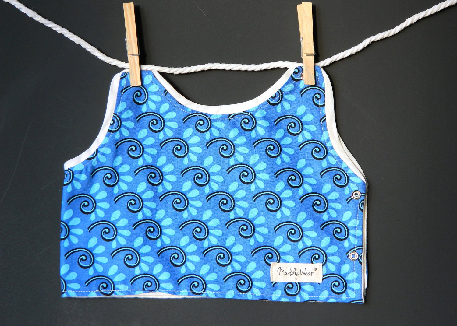 Baby Girl Bib Spring Flower Periwinkle Unique Tank Style Designer