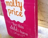 for this child i have prayed- sweet & sassy baby name board