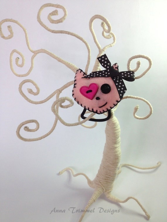 Felt Cat ponytail holder Handmade hairband kawaii accessory pink
