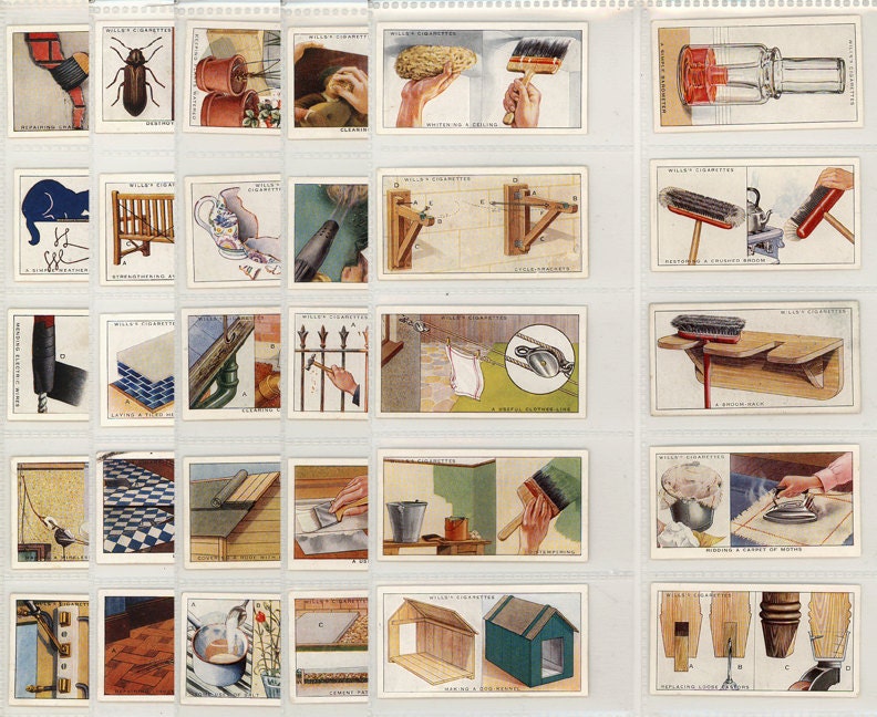 50 Vintage 1930s Ad Pictures Household Housewife Ephemera Tobacco Cards "Household Hints" Digital Sheet  digital downloads