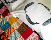 PILLOW CASE - Nautical Whale Cotton Pillow Slip - Black or Blue