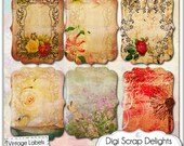 Vintage Labels Clip Art - Frame Clip Art Grunge for Cards, Design, Digital Scrapbooking - Commercial Use OK, Instant Download