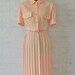 vintage 80s peach shirtwaist dress