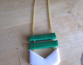 Chevron necklace green and white