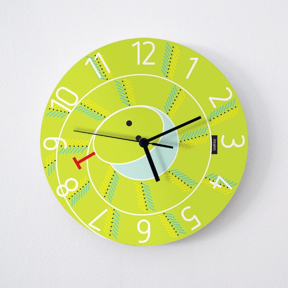 Big Snake wall clock - lime green : high quality reproductions from original izzybizzy illustrations