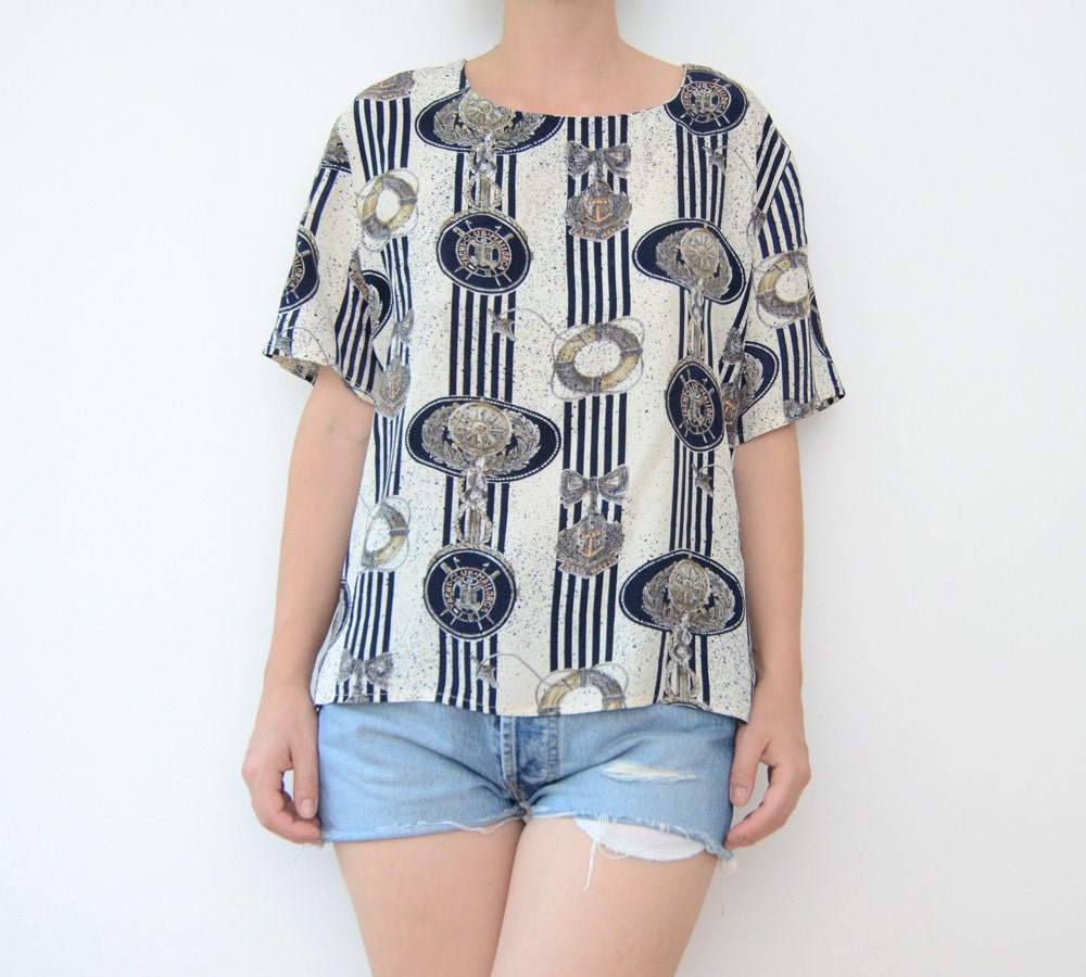 Vintage nautical women top / nautical / blouse / tshirt / sailor