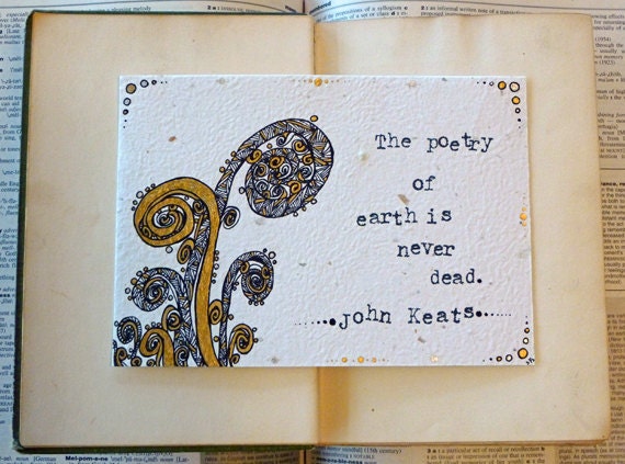 Original Illustration, John Keats Quote - Poetry of Earth, Literature Art, Nature Ilustration Art